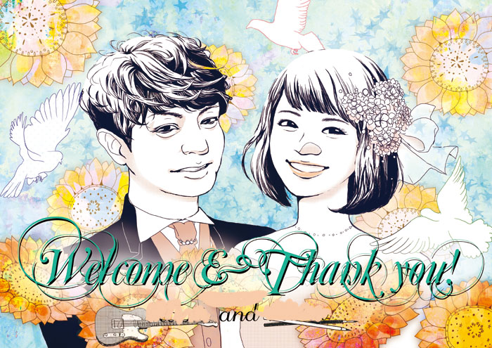 似顔絵　結婚式用